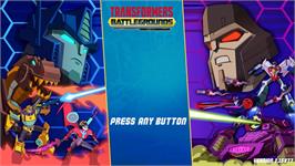 Title screen of Transformers - Battlegrounds on the Microsoft Windows.