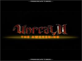 Title screen of Unreal 2 - The Awakening on the Microsoft Windows.