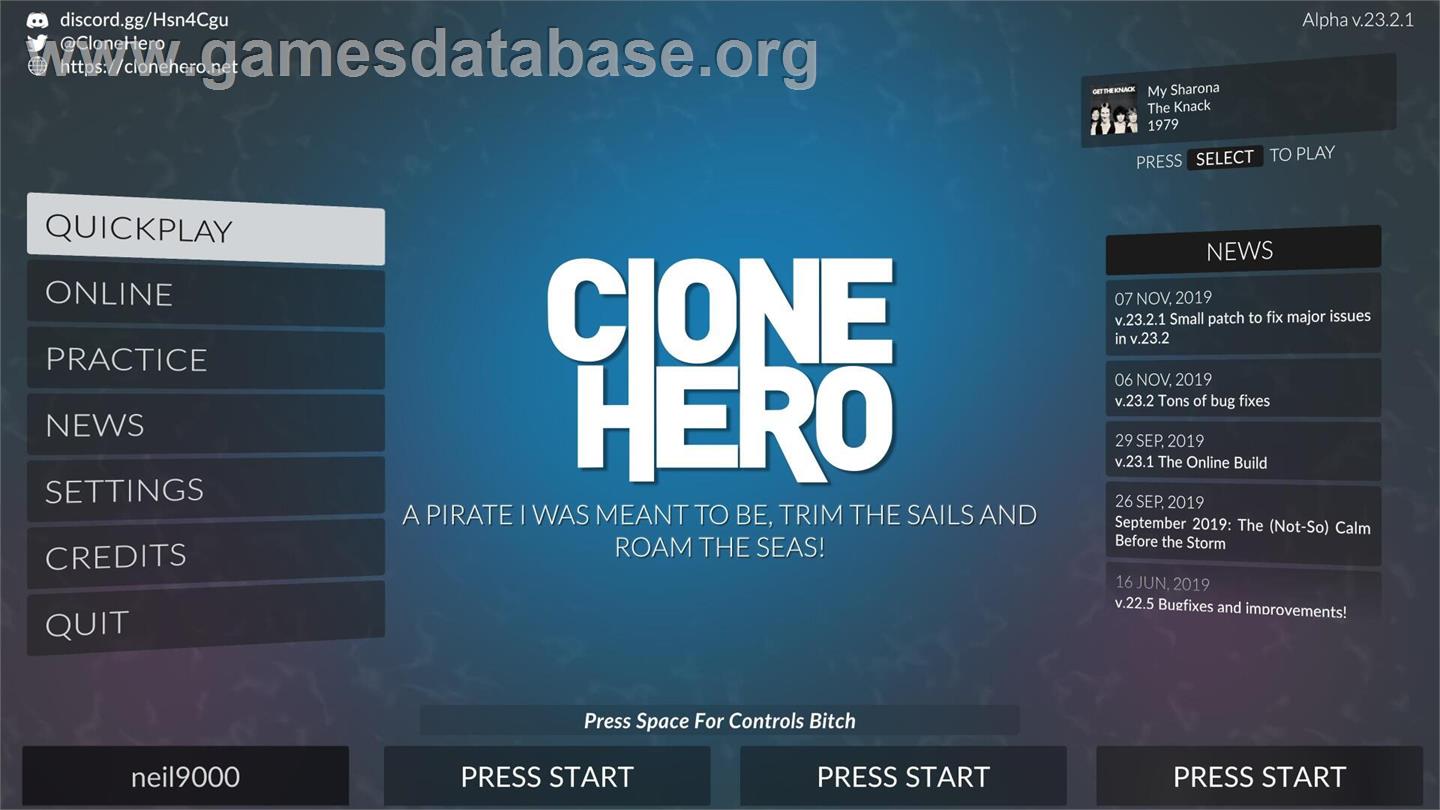 Clone Hero - Microsoft Windows - Artwork - Title Screen