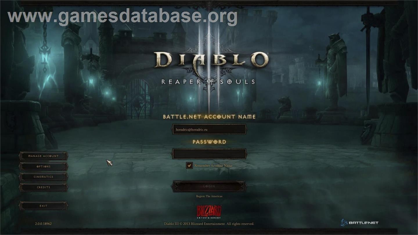 Diablo 3 - Reaper of Souls (Collector's Edition) - Microsoft Windows - Artwork - Title Screen