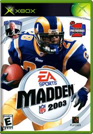 Box cover for Madden NFL 2003 on the Microsoft Xbox.