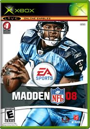 Box cover for Madden Nfl 08 on the Microsoft Xbox.
