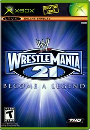 Box cover for WWE WrestleMania 21 on the Microsoft Xbox.