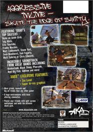 Box back cover for Aggressive Inline on the Microsoft Xbox.