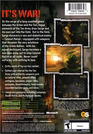 Box back cover for Army Men - Sarge's War on the Microsoft Xbox.
