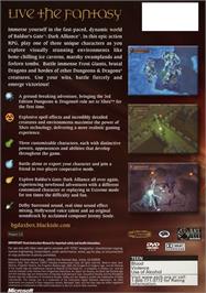 Box back cover for Baldur's Gate: Dark Alliance on the Microsoft Xbox.