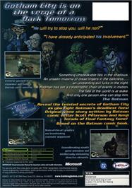 Box back cover for Batman - Dark Tomorrow on the Microsoft Xbox.