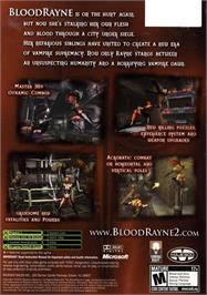 Box back cover for BloodRayne 2 on the Microsoft Xbox.