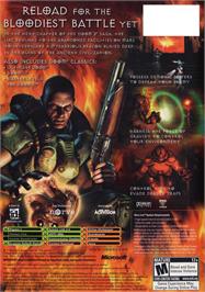 Box back cover for DOOM³: Resurrection of Evil on the Microsoft Xbox.