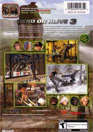 Box back cover for Dead Or Alive 3 on the Microsoft Xbox.