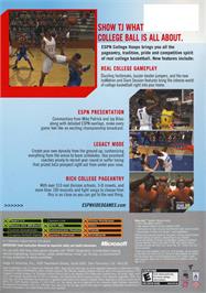 Box back cover for ESPN College Hoops on the Microsoft Xbox.