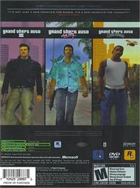 Box back cover for Grand Theft Auto: The Trilogy on the Microsoft Xbox.