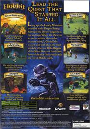Box back cover for Hobbit, The on the Microsoft Xbox.