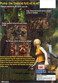 Box back cover for House Of The Dead 3, The on the Microsoft Xbox.