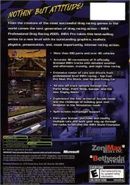 Box back cover for IHRA Professional Drag Racing 2005 on the Microsoft Xbox.