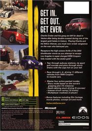 Box back cover for Italian Job on the Microsoft Xbox.