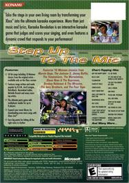 Box back cover for Karaoke Revolution on the Microsoft Xbox.