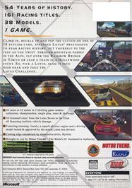 Box back cover for Lotus Challenge on the Microsoft Xbox.