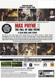 Box back cover for Max Payne 2: The Fall of Max Payne on the Microsoft Xbox.