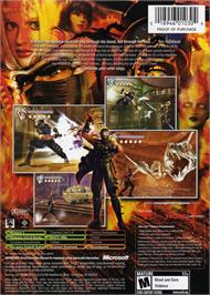 Box back cover for Ninja Gaiden on the Microsoft Xbox.