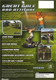 Box back cover for Outlaw Golf: 9 More Holes of X-Mas on the Microsoft Xbox.