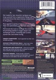 Box back cover for Power Drome on the Microsoft Xbox.