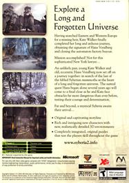 Box back cover for Syberia 2 on the Microsoft Xbox.