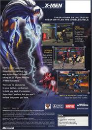 Box back cover for X-Men: Next Dimension on the Microsoft Xbox.