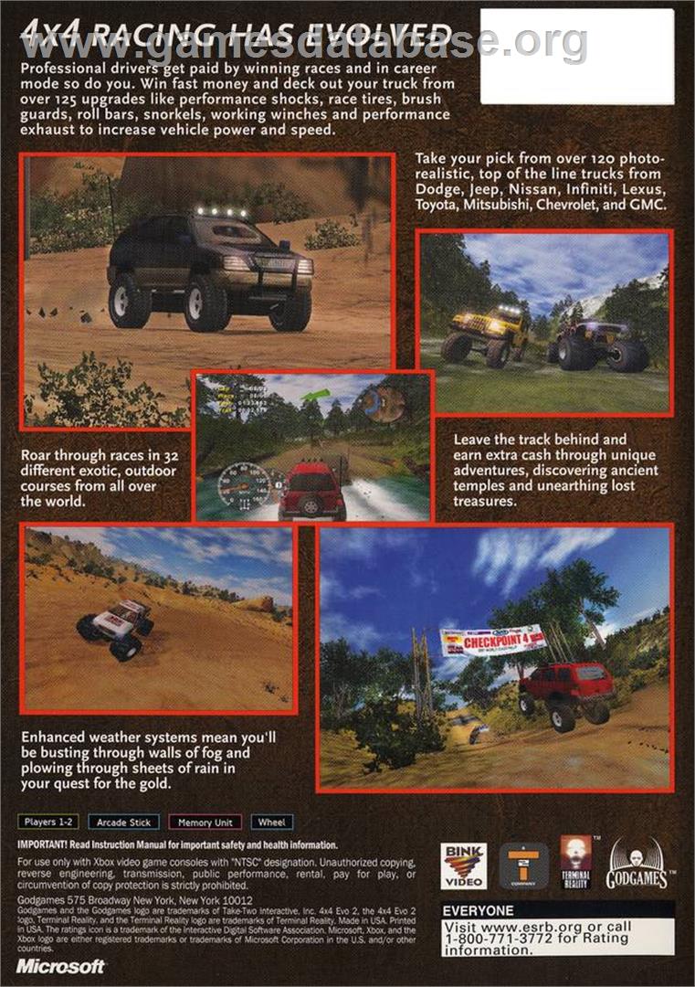 4x4 Evo 2 - Microsoft Xbox - Artwork - Box Back