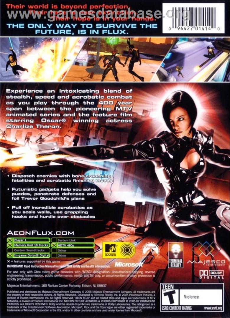 Aeon Flux - Microsoft Xbox - Artwork - Box Back