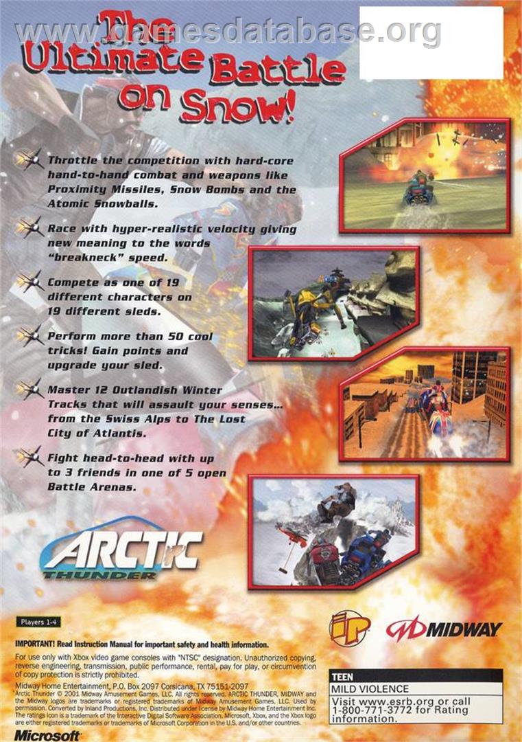 Arctic Thunder - Microsoft Xbox - Artwork - Box Back