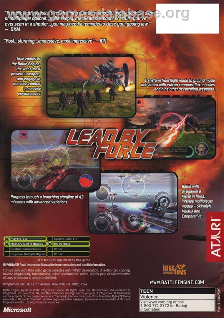 Battle Engine Aquila - Microsoft Xbox - Artwork - Box Back