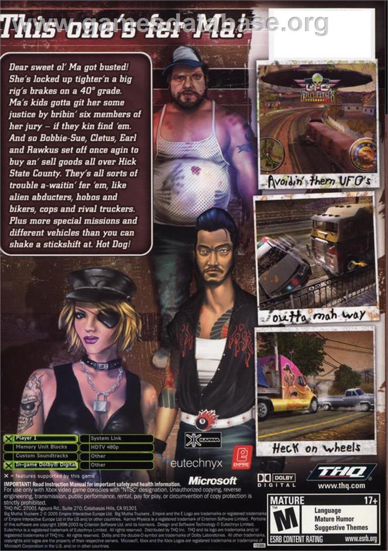 Big Mutha Truckers 2: Truck Me Harder - Microsoft Xbox - Artwork - Box Back