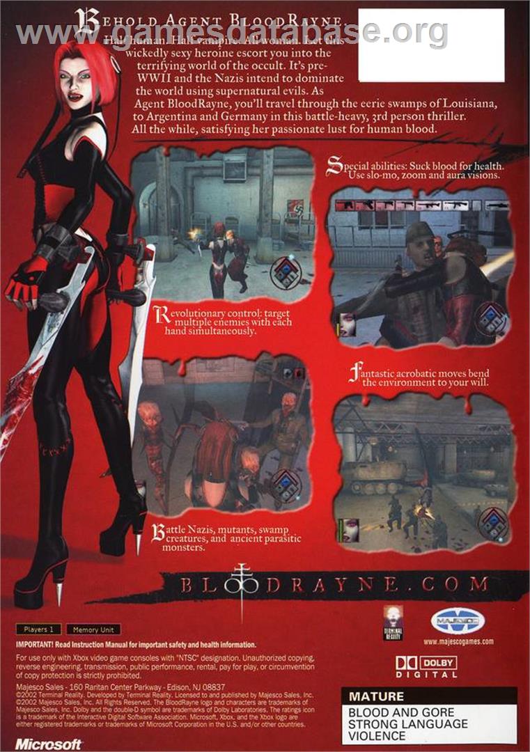 BloodRayne - Microsoft Xbox - Artwork - Box Back