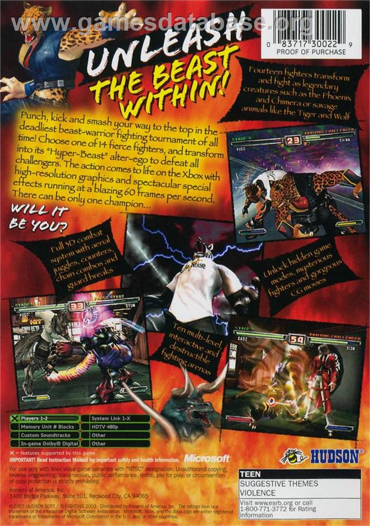 Bloody Roar Extreme - Microsoft Xbox - Artwork - Box Back