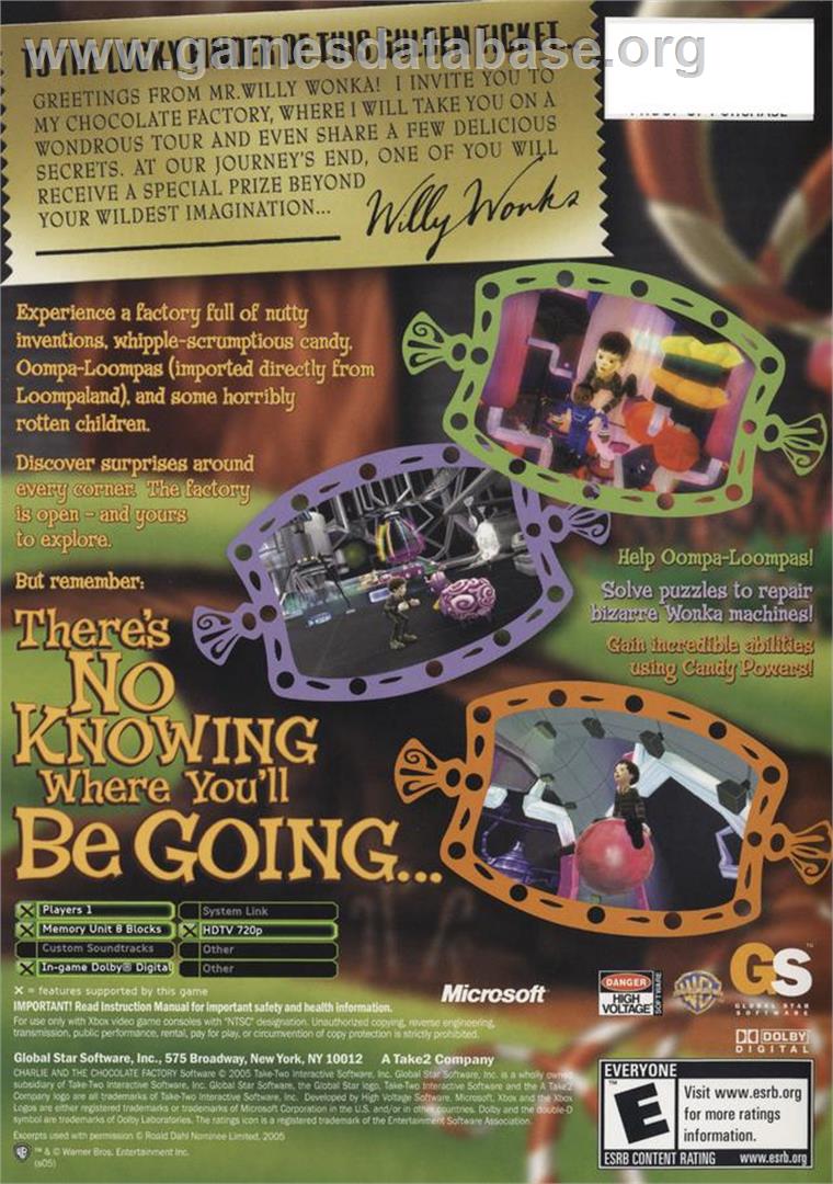Charlie and the Chocolate Factory - Microsoft Xbox - Artwork - Box Back