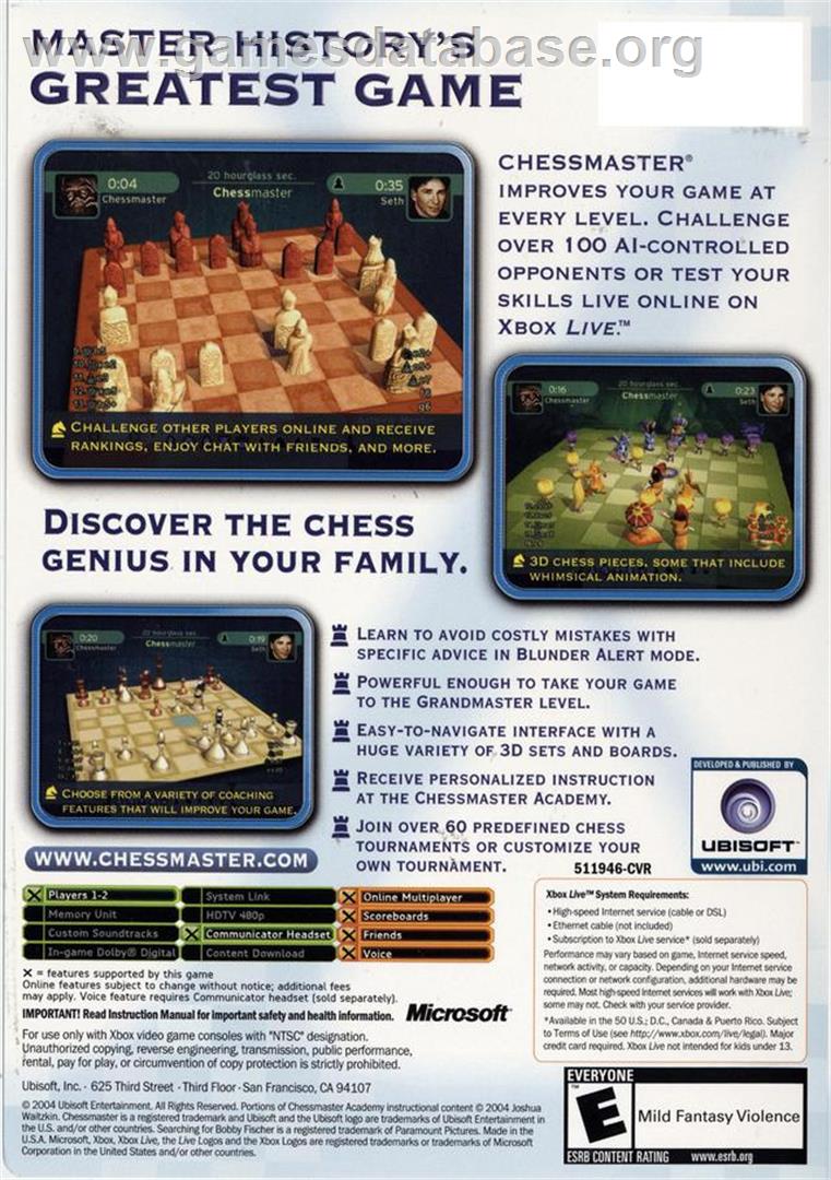 Chessmaster - Microsoft Xbox - Artwork - Box Back