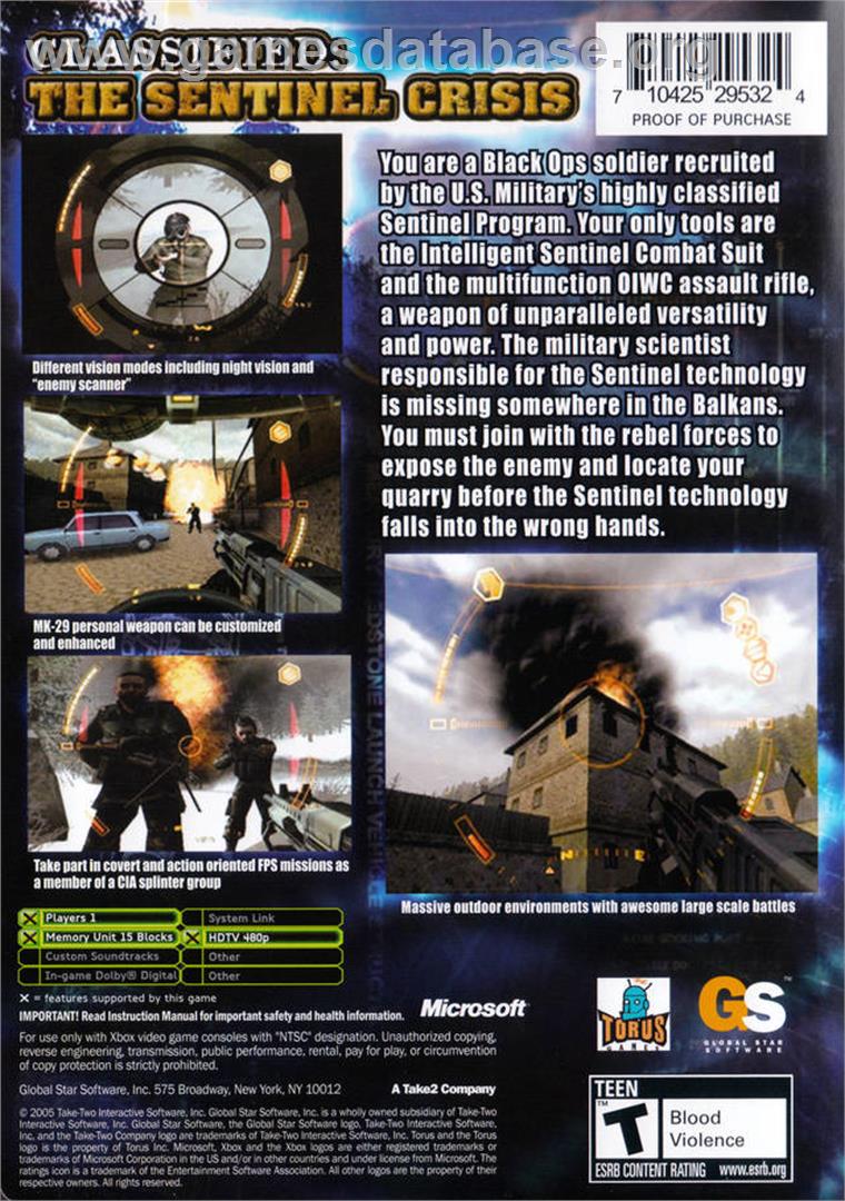 Classified - The Sentinel Crisis - Microsoft Xbox - Artwork - Box Back