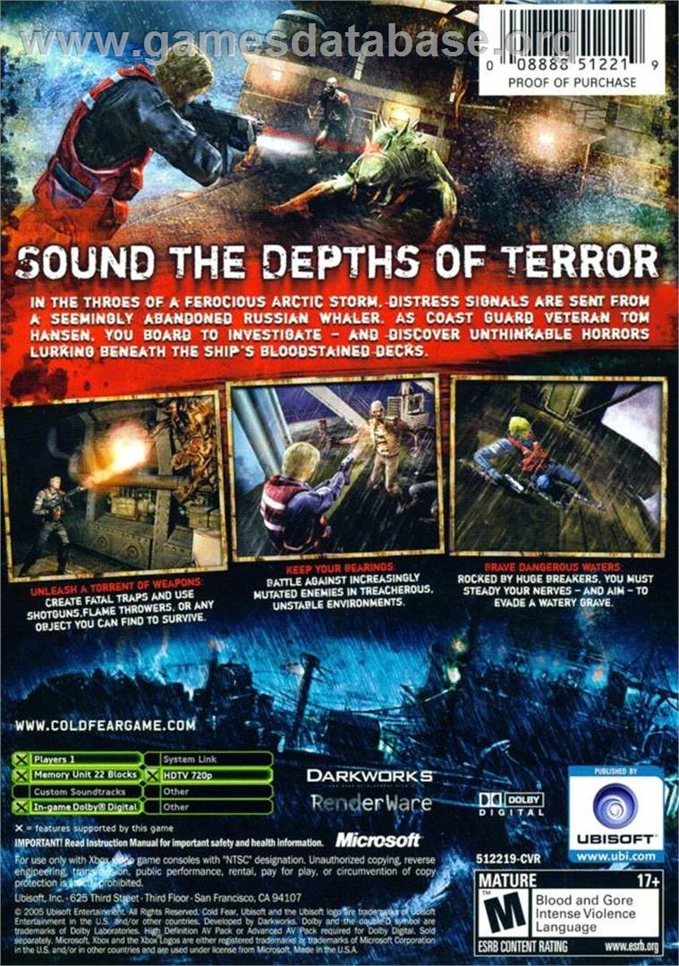 Cold Fear - Microsoft Xbox - Artwork - Box Back