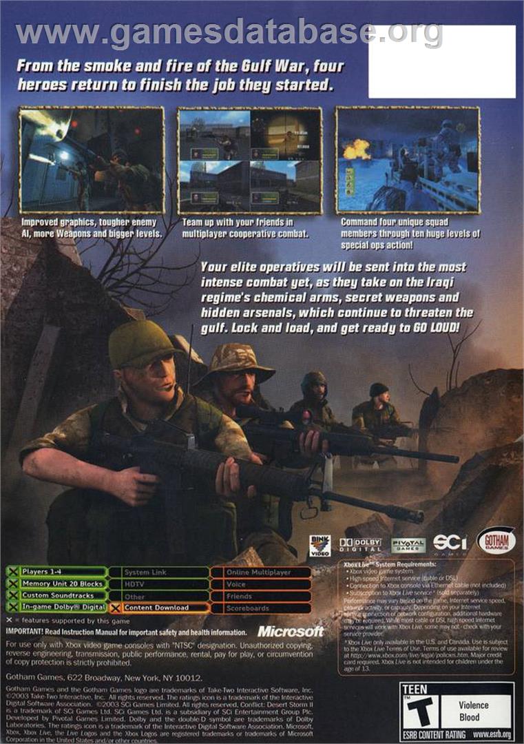 Conflict: Desert Storm II: Back to Baghdad - Microsoft Xbox - Artwork - Box Back