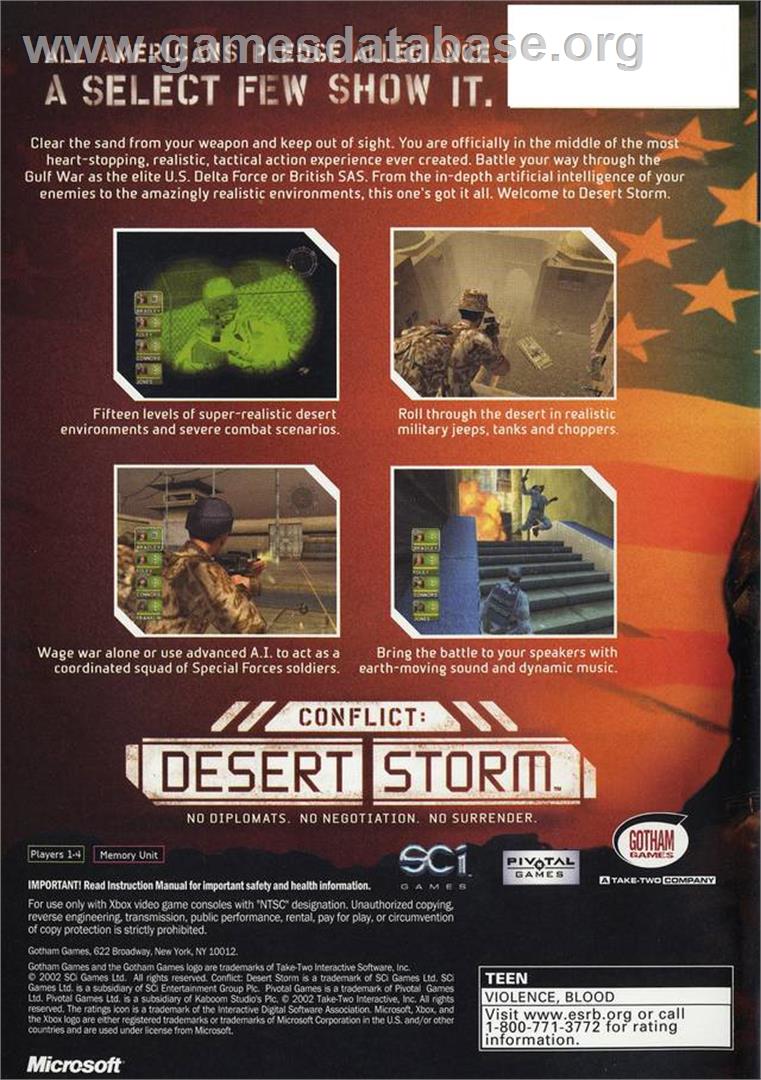 Conflict - Desert Storm - Microsoft Xbox - Artwork - Box Back