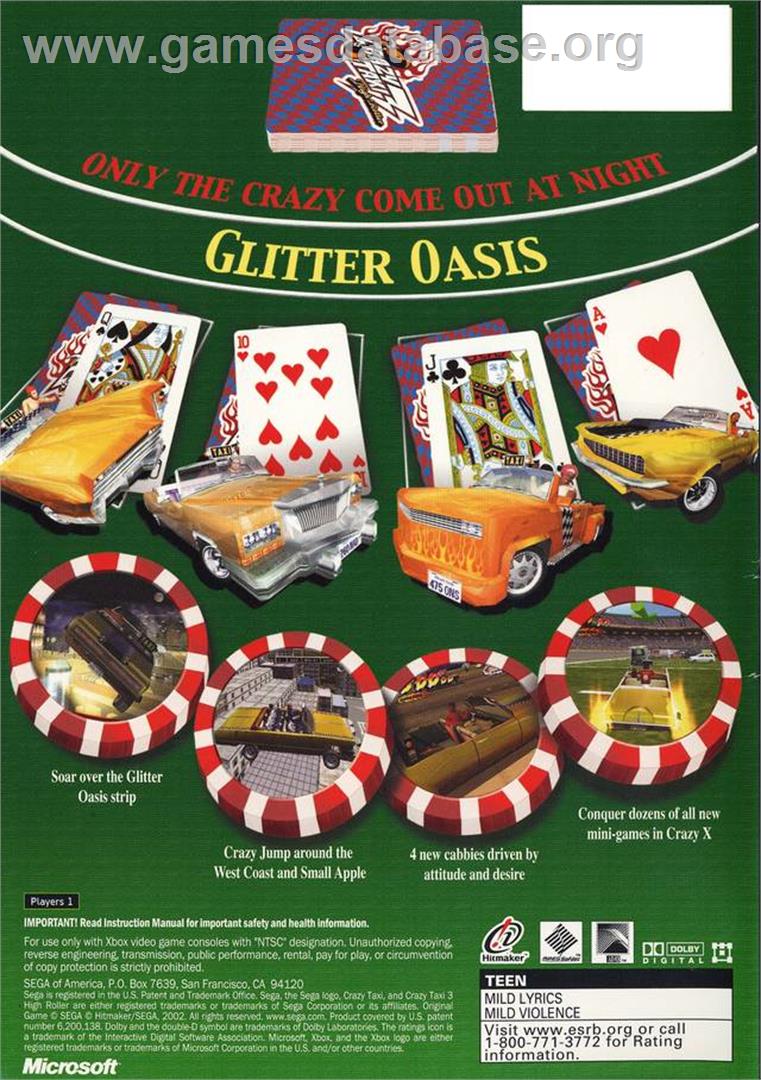 Crazy Taxi 3 - Microsoft Xbox - Artwork - Box Back