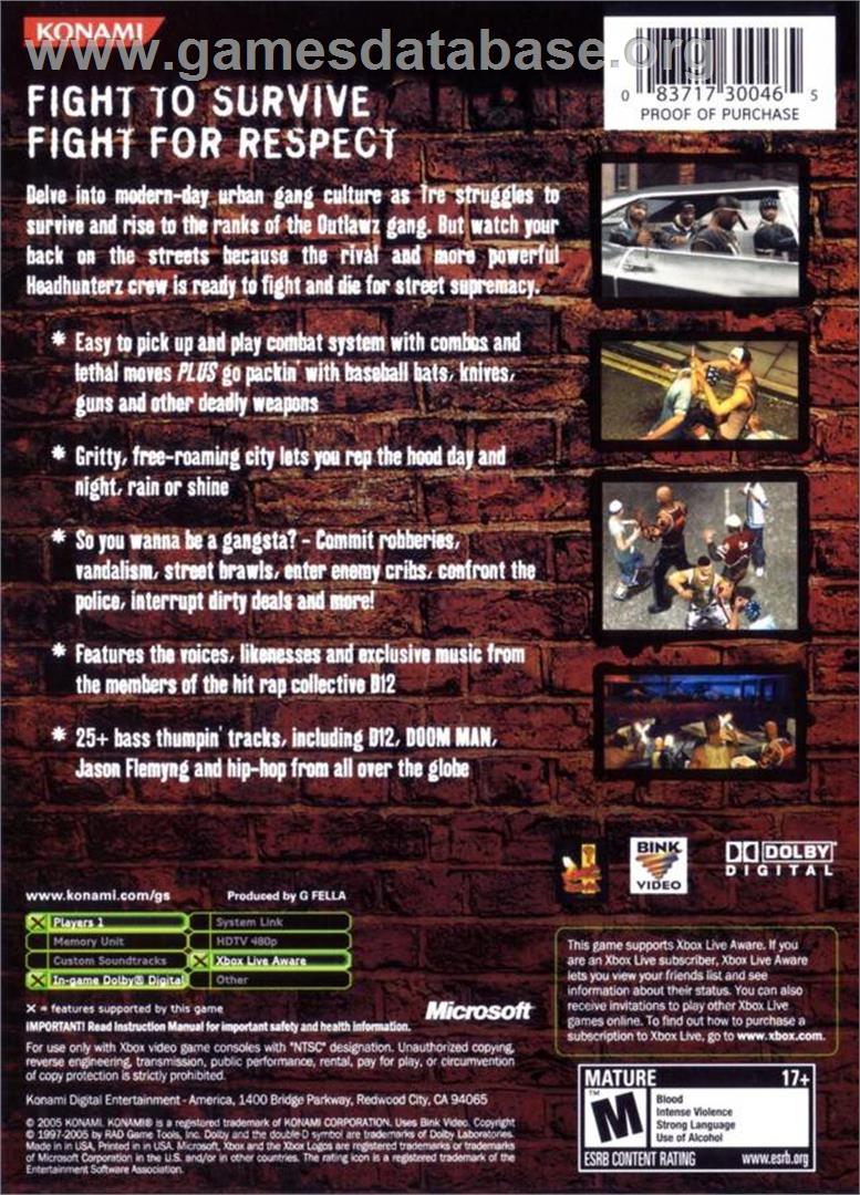 Crime Life: Gang Wars - Microsoft Xbox - Artwork - Box Back