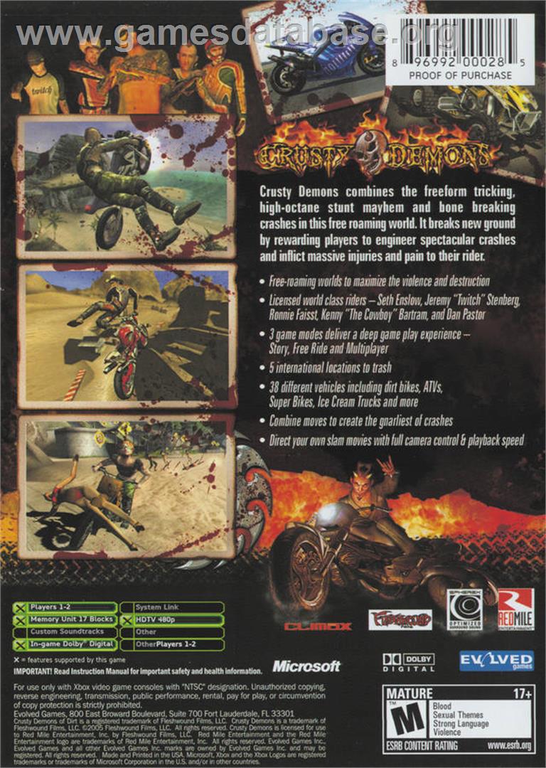 Crusty Demons - Microsoft Xbox - Artwork - Box Back