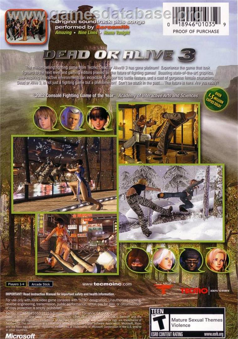 Dead or Alive 3 - Microsoft Xbox - Artwork - Box Back