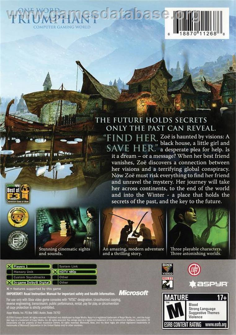 Dreamfall: The Longest Journey - Microsoft Xbox - Artwork - Box Back