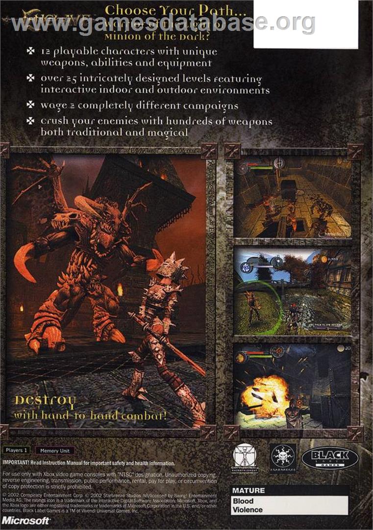 Enclave - Microsoft Xbox - Artwork - Box Back