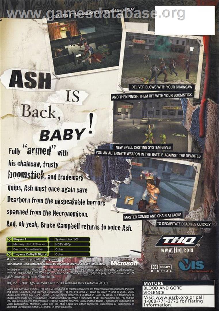 Evil Dead: A Fistful of Boomstick - Microsoft Xbox - Artwork - Box Back