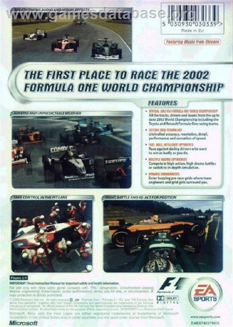 F1 2002 - Microsoft Xbox - Artwork - Box Back