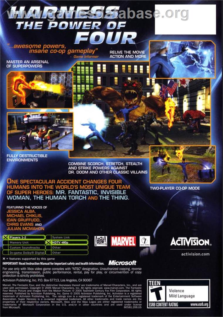 Fantastic 4 - Microsoft Xbox - Artwork - Box Back